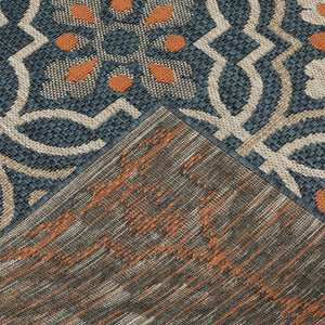 Oriental Weavers Latitude 709B3 Global/Casual Floral Polypropylene Indoor/Outdoor Area Rug Teal/ Orange 9'10" x 12'10" L709B3300390ST