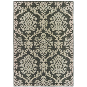 Oriental Weavers Latitude 8020K Global/Casual Floral Polypropylene Indoor/Outdoor Area Rug Grey/ Charcoal 9'10" x 12'10" L8020K300390ST