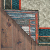 Oriental Weavers Latitude 8021L Global/Casual Border Polypropylene Indoor/Outdoor Area Rug Grey/ Teal 9'10" x 12'10" L8021L300390ST