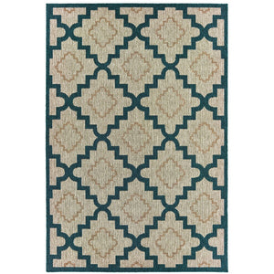 Oriental Weavers Latitude 804I3 Moroccan/Casual Geometric Polypropylene Indoor/Outdoor Area Rug Grey/ Teal 9'10" x 12'10" L804I3300390ST