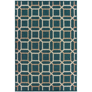 Oriental Weavers Latitude 806B3 Casual/ Geometric Polypropylene Indoor/Outdoor Area Rug Teal/ Grey 9'10" x 12'10" L806B3300390ST