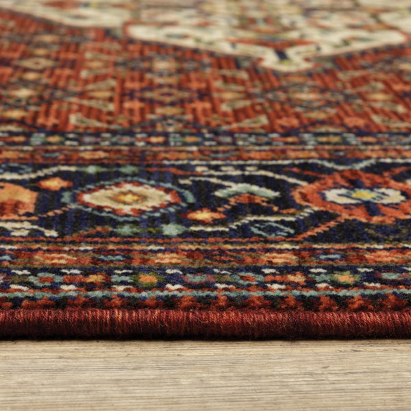 Oriental Weavers Lilihan 001C6 Traditional/Bohemian Oriental Wool, Nylon Indoor Area Rug Red/ Blue 2'6" x 12' L001C6078370ST