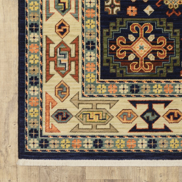 Oriental Weavers Lilihan 041H6 Traditional/Bohemian Oriental Wool, Nylon Indoor Area Rug Blue/ Ivory 2'6" x 12' L041H6078370ST