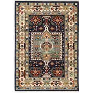 Oriental Weavers Lilihan 041H6 Traditional/Bohemian Oriental Wool, Nylon Indoor Area Rug Blue/ Ivory 2'6" x 12' L041H6078370ST