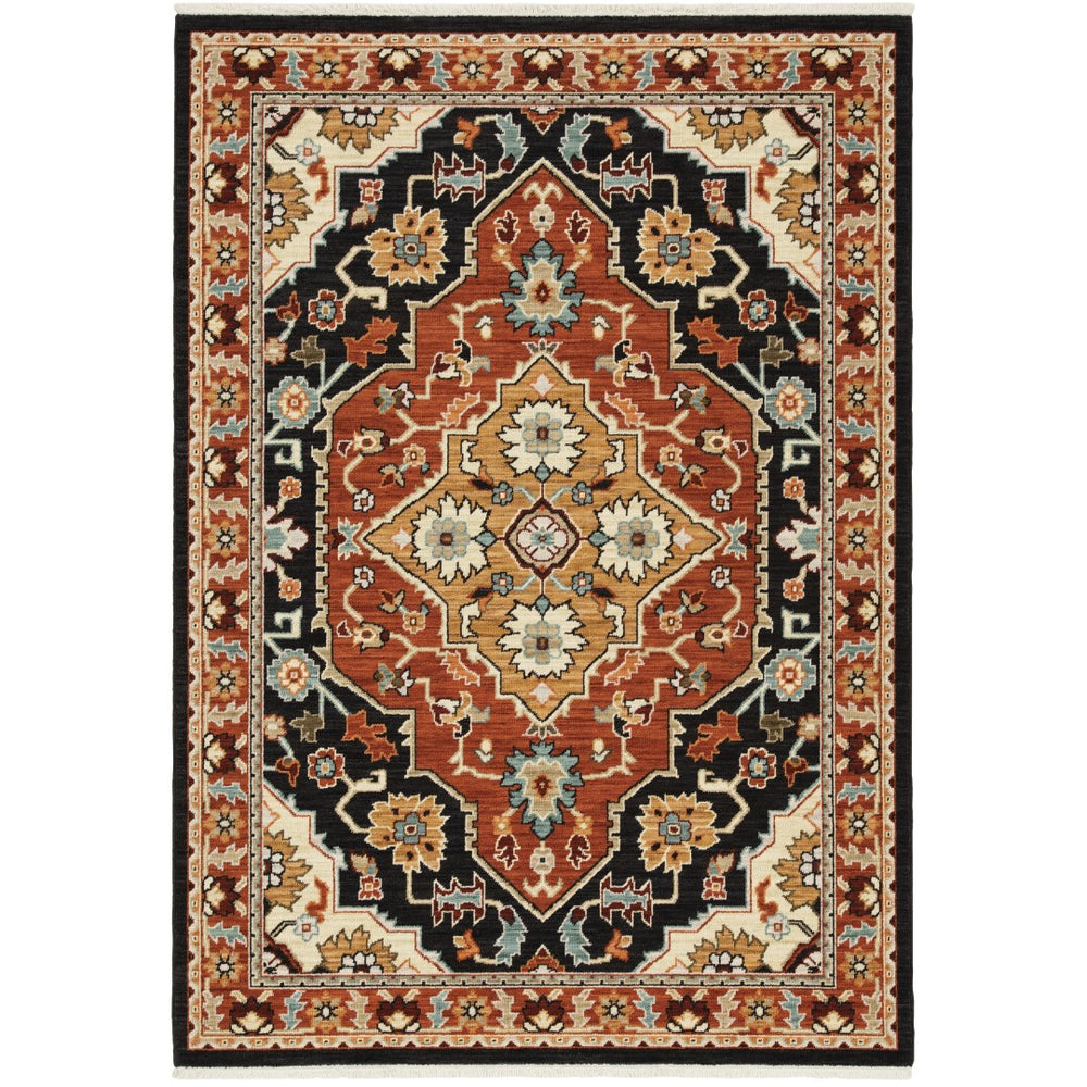 Oriental Weavers Lilihan 4929A Traditional/Bohemian Oriental Wool, Nylon Indoor Area Rug Black/ Rust 2'6" x 12' L4929A078370ST