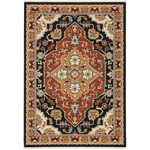 Oriental Weavers Lilihan 4929A Traditional/Bohemian Oriental Wool, Nylon Indoor Area Rug Black/ Rust 2'6" x 12' L4929A078370ST