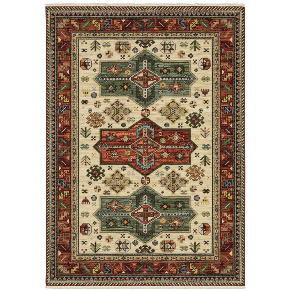 Oriental Weavers Lilihan 8022R Southwestern/Traditional Southwest/Lodge Wool/Nylon Indoor Area Rug Red/ Multi 9'10" x 12'10" L8022R300394ST