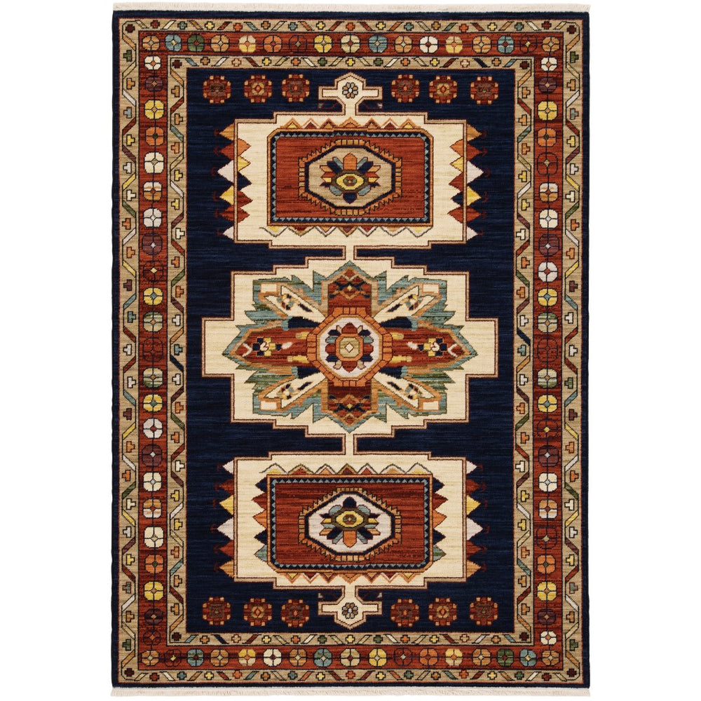 Oriental Weavers Lilihan 090B6 Traditional/Bohemian Oriental Wool, Nylon Indoor Area Rug Blue/ Red 2'6" x 12' L090B6078370ST