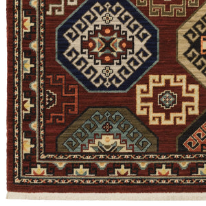 Oriental Weavers Lilihan 091R6 Traditional/Bohemian Oriental Wool, Nylon Indoor Area Rug Red/ Multi 2'6" x 12' L091R6078370ST