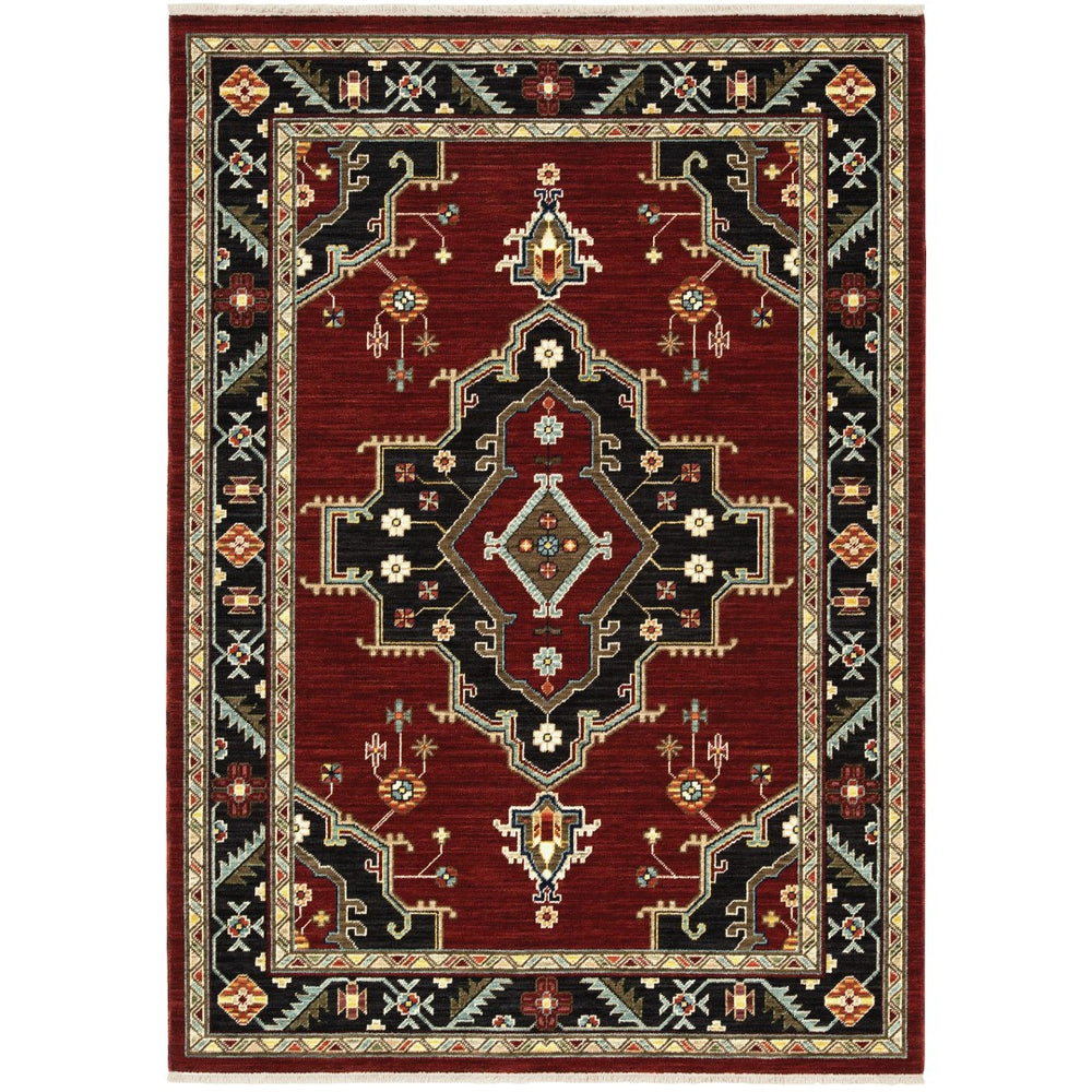 Oriental Weavers Lilihan 092R6 Traditional/Bohemian Oriental Wool, Nylon Indoor Area Rug Red/ Black 2'6" x 12' L092R6078370ST