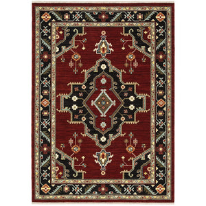 Oriental Weavers Lilihan 092R6 Traditional/Bohemian Oriental Wool, Nylon Indoor Area Rug Red/ Black 2'6" x 12' L092R6078370ST