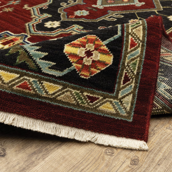 Oriental Weavers Lilihan 092R6 Traditional/Bohemian Oriental Wool, Nylon Indoor Area Rug Red/ Black 2'6" x 12' L092R6078370ST