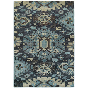 Oriental Weavers Linden 4302A Southwestern/Cabin/Lodge Southwest/Lodge Polypropylene Indoor Area Rug Navy/ Blue 9'10" x 12'10" L4302A300390ST