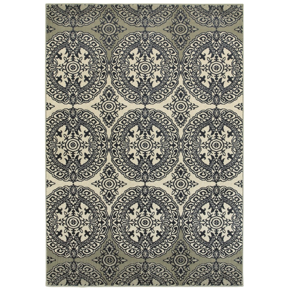 Oriental Weavers Linden 7818A Global/Traditional Oriental Polypropylene Indoor Area Rug Navy/ Ivory 9'10" x 12'10" L7818A300390ST