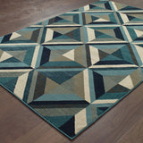 Oriental Weavers Linden 7902A Contemporary/Industrial Geometric Polypropylene Indoor Area Rug Blue/ Grey 9'10" x 12'10" L7902A300390ST