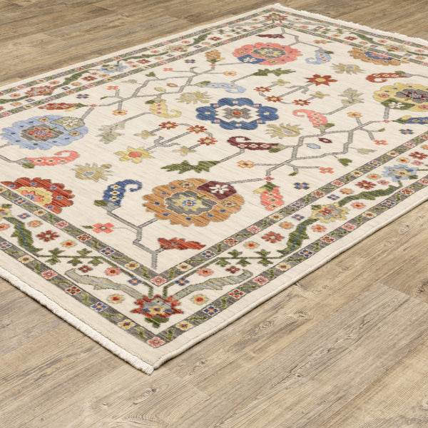 Oriental Weavers Lucca 5506W Traditional/Bohemian Oriental Wool, Nylon Indoor Area Rug Ivory/ Multi 9'10" x 12'10" L5506W300394ST