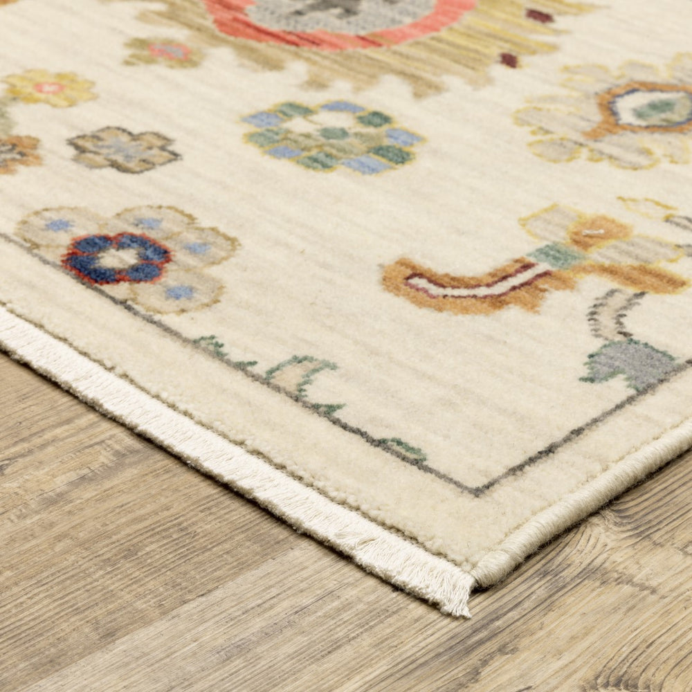 Oriental Weavers Lucca 5507W Traditional/Vintage Oriental Wool, Nylon Indoor Area Rug Ivory/ Multi 2'6" x 12' L5507W078370ST
