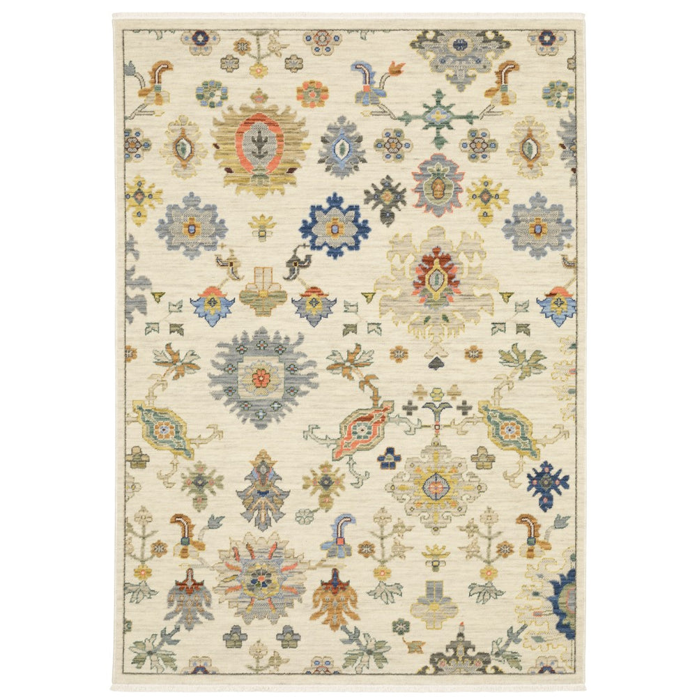 Oriental Weavers Lucca 5507W Traditional/Vintage Oriental Wool, Nylon Indoor Area Rug Ivory/ Multi 2'6" x 12' L5507W078370ST