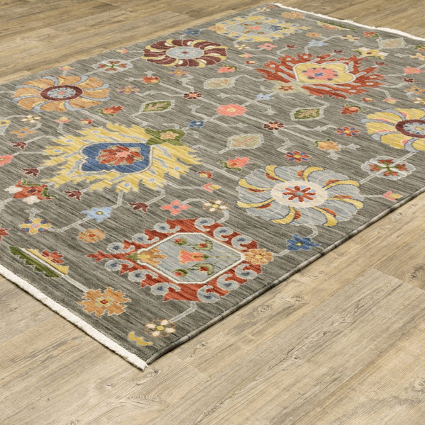 Oriental Weavers Lucca 8111K Traditional/Bohemian Oriental Wool, Nylon Indoor Area Rug Grey/ Multi 9'10" x 12'10" L8111K300394ST