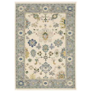 Oriental Weavers Lucca 846H1 Traditional/Bohemian Oriental Wool, Nylon Indoor Area Rug Ivory/ Blue 2'6" x 12' L846H1078370ST