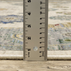 Oriental Weavers Lucca 846H1 Traditional/Bohemian Oriental Wool, Nylon Indoor Area Rug Ivory/ Blue 2'6" x 12' L846H1078370ST