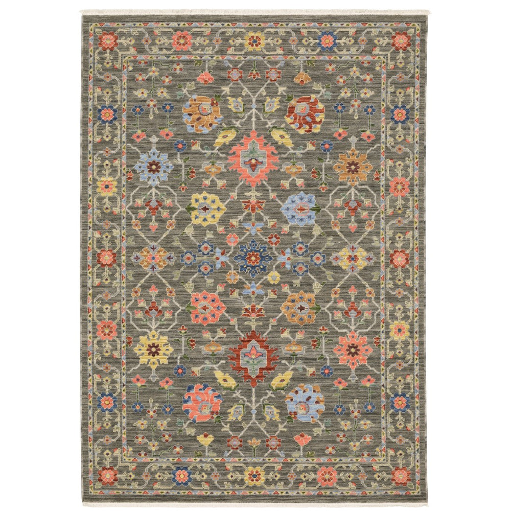 Oriental Weavers Lucca 093K1 Traditional/Vintage Oriental Wool, Nylon Indoor Area Rug Grey/ Multi 2'6" x 12' L093K1078370ST
