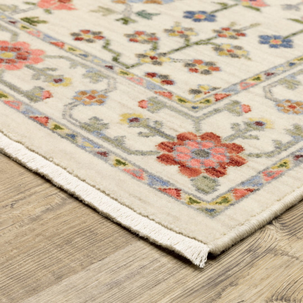 Oriental Weavers Lucca 093W1 Traditional/Vintage Oriental Wool, Nylon Indoor Area Rug Ivory/ Multi 2'6" x 12' L093W1078370ST