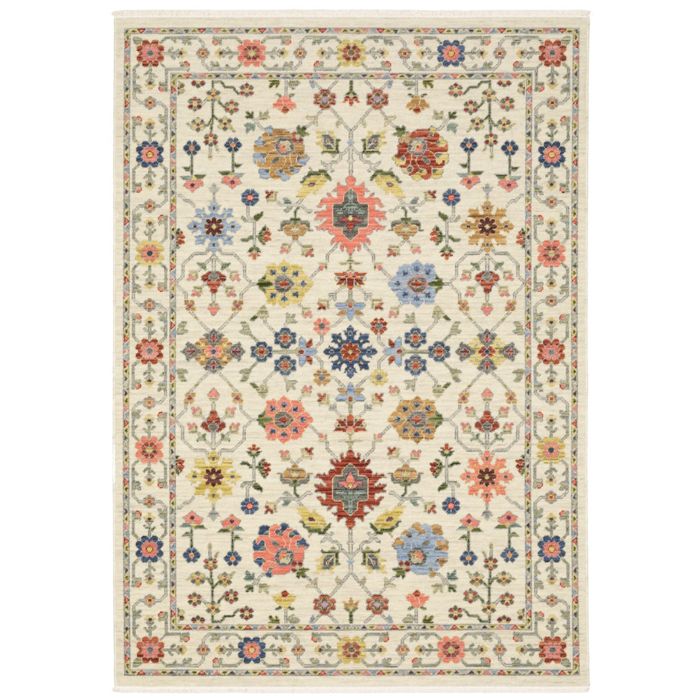 Oriental Weavers Lucca 093W1 Traditional/Vintage Oriental Wool, Nylon Indoor Area Rug Ivory/ Multi 2'6" x 12' L093W1078370ST
