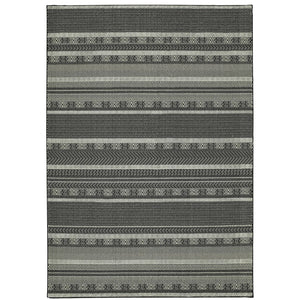 Oriental Weavers Luna 1802K Transitional/Industrial Geometric Polypropylene Indoor Area Rug Black/ Ivory 9'10" x 12'10" L1802K300390ST