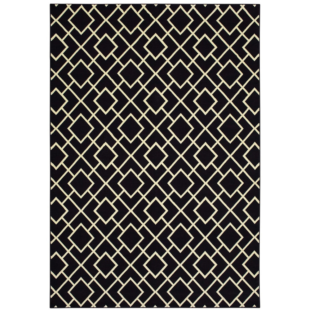 Oriental Weavers Luna 8123B Casual/Moroccan Geometric Polypropylene Indoor Area Rug Black/ Ivory 9'10" x 12'10" L8123B300390ST