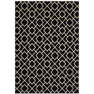 Oriental Weavers Luna 8123B Casual/Moroccan Geometric Polypropylene Indoor Area Rug Black/ Ivory 9'10" x 12'10" L8123B300390ST