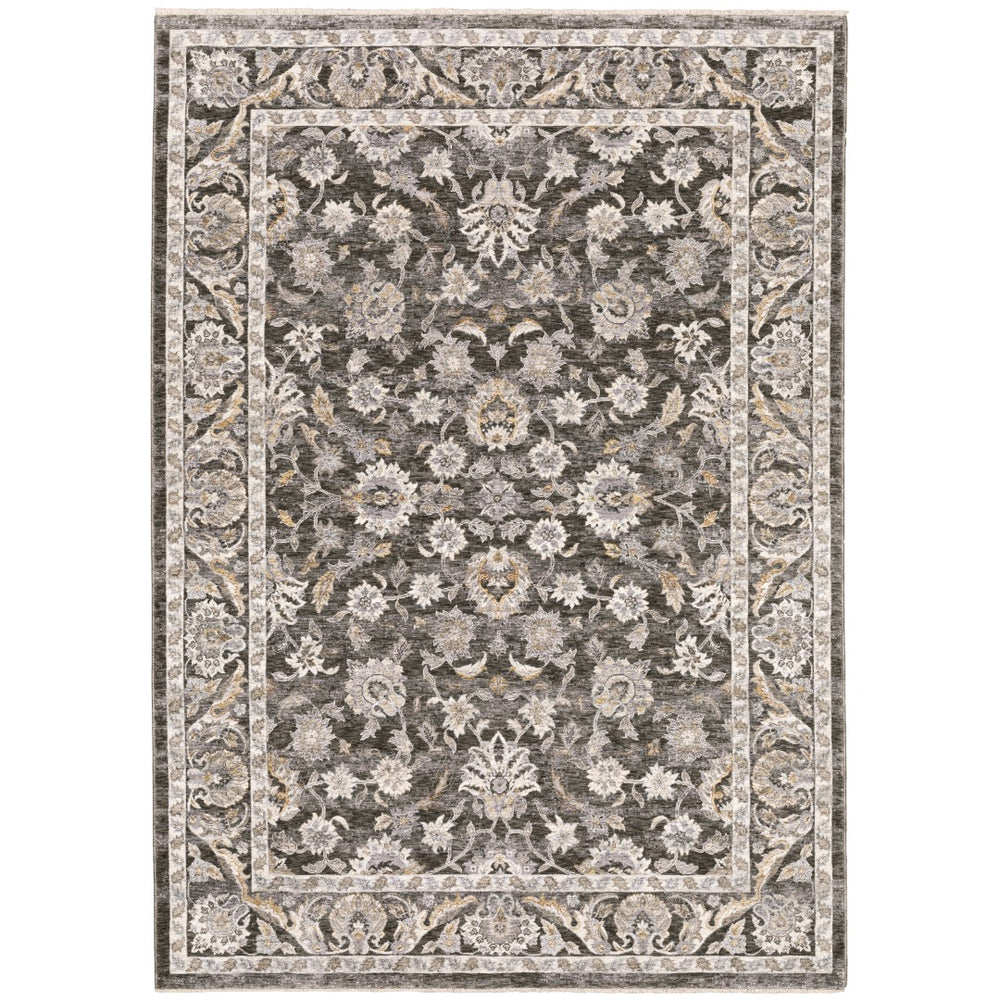 Oriental Weavers Maharaja 070N1 Traditional/Vintage Oriental Polyester Indoor Area Rug Grey/ Ivory 9'10" x 12'10" M070N1300394ST