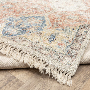 Oriental Weavers Malabar 45305 Traditional/Bohemian Oriental Polyester, Rayon Indoor Area Rug Orange/ Blue 10' x 13' M45305304396ST