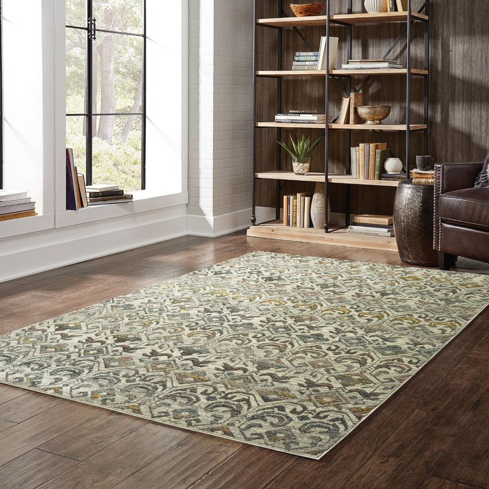 Oriental Weavers Mantra 1330W Transitional/Global Geometric Polypropylene, Polyester Indoor Area Rug Ivory/ Grey 7'10" x 10'10" M1330W240330ST