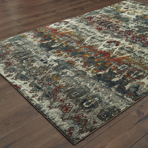 Oriental Weavers Mantra 048V7 Transitional/Global Abstract Polypropylene, Polyester Indoor Area Rug Grey/ Blue 7'10" x 10'10" M048V7240330ST