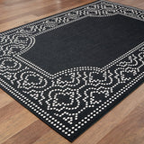 Oriental Weavers Marina 1247K Casual/Farmhouse Border Polypropylene Indoor/Outdoor Area Rug Black/ Ivory 8'6" x 13' M1247K259396ST