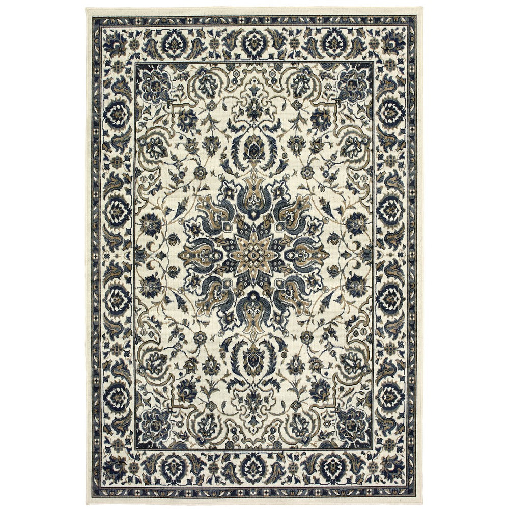 Oriental Weavers Marina 1248W Traditional/Vintage Oriental Polypropylene Indoor/Outdoor Area Rug Ivory/ Navy 8'6" x 13' M1248W259396ST