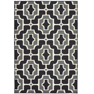 Oriental Weavers Marina 1491Z Moroccan/Global Geometric Polypropylene Indoor/Outdoor Area Rug Black/ Grey 8'6" x 13' M1491Z259396ST