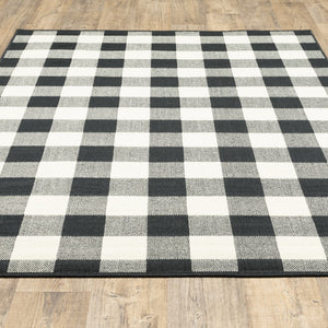 Oriental Weavers Marina 1932K Casual/Farmhouse Geometric Polypropylene Indoor/Outdoor Area Rug Black/ Ivory 8'6" x 13' M1932K259396ST