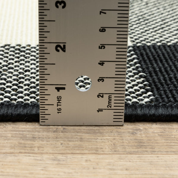 Oriental Weavers Marina 1932K Casual/Farmhouse Geometric Polypropylene Indoor/Outdoor Area Rug Black/ Ivory 8'6" x 13' M1932K259396ST