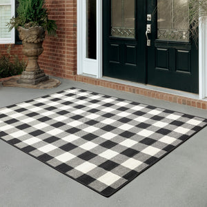 Oriental Weavers Marina 1932K Casual/Farmhouse Geometric Polypropylene Indoor/Outdoor Area Rug Black/ Ivory 8'6" x 13' M1932K259396ST