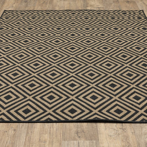 Oriental Weavers Marina 2335K Casual/Contemporary Geometric Polypropylene Indoor/Outdoor Area Rug Black/ Tan 8'6" x 13' M2335K259396ST