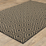 Oriental Weavers Marina 2335K Casual/Contemporary Geometric Polypropylene Indoor/Outdoor Area Rug Black/ Tan 8'6" x 13' M2335K259396ST