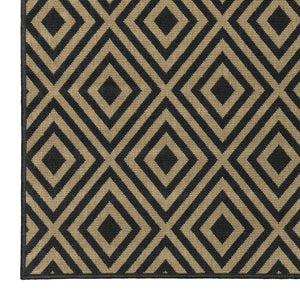 Oriental Weavers Marina 2335K Casual/Contemporary Geometric Polypropylene Indoor/Outdoor Area Rug Black/ Tan 8'6" x 13' M2335K259396ST