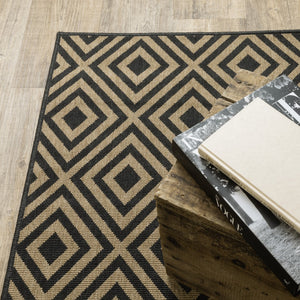 Oriental Weavers Marina 2335K Casual/Contemporary Geometric Polypropylene Indoor/Outdoor Area Rug Black/ Tan 8'6" x 13' M2335K259396ST