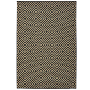 Oriental Weavers Marina 2335K Casual/Contemporary Geometric Polypropylene Indoor/Outdoor Area Rug Black/ Tan 8'6" x 13' M2335K259396ST