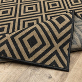 Oriental Weavers Marina 2335K Casual/Contemporary Geometric Polypropylene Indoor/Outdoor Area Rug Black/ Tan 8'6" x 13' M2335K259396ST