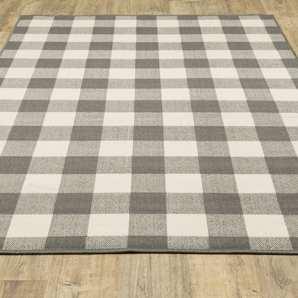 Oriental Weavers Marina 2598W Farmhouse/Casual Geometric Polypropylene Indoor/Outdoor Area Rug Grey/ Ivory 8'6" x 13' M2598W259396ST