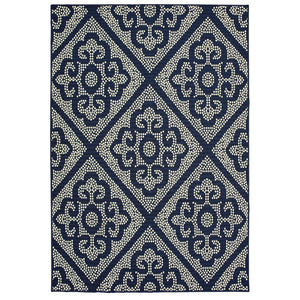 Oriental Weavers Marina 3804B Moroccan/Global Moroccan Polypropylene Indoor/Outdoor Area Rug Navy/ Ivory 8'6" x 13' M3804B259396ST