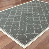 Oriental Weavers Marina 6025L Moroccan/Casual Geometric Polypropylene Indoor/Outdoor Area Rug Grey/ Ivory 8'6" x 13' M6025L259396ST